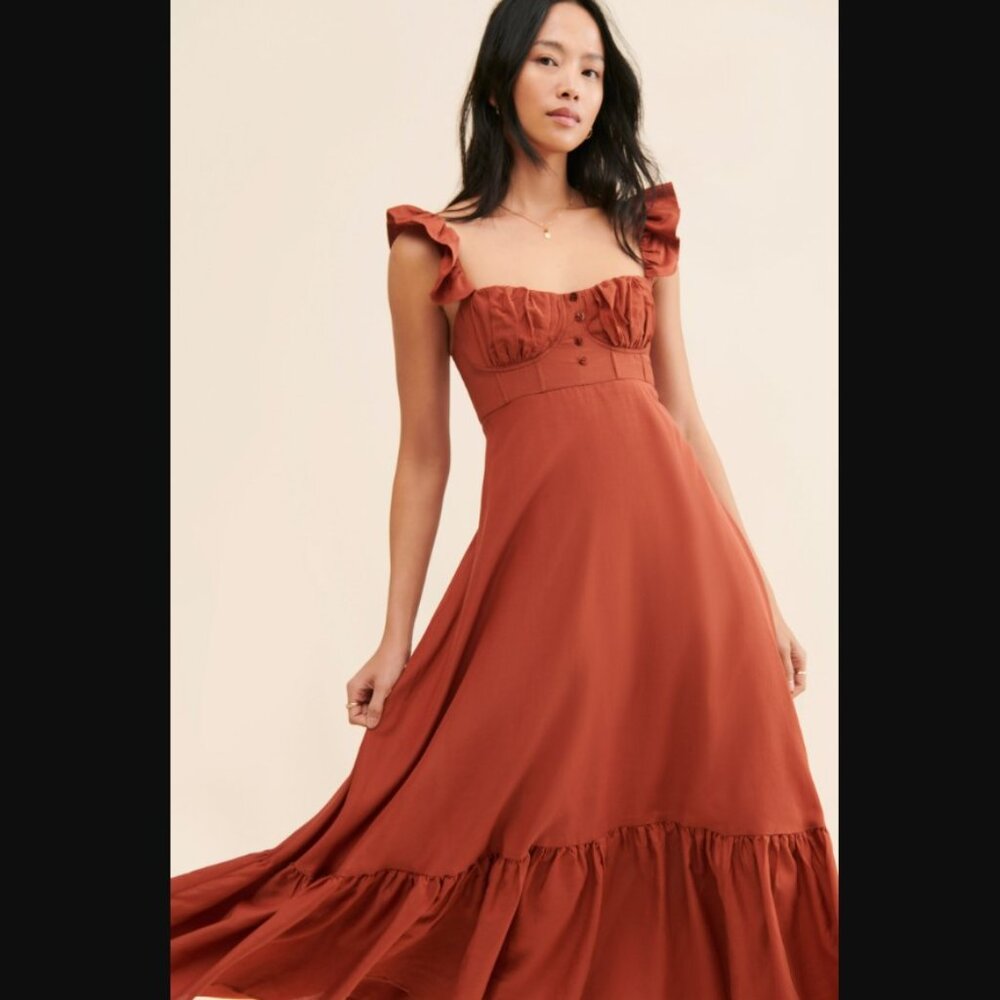 FARM Rio Ruffle Strap Dress Medium EUC